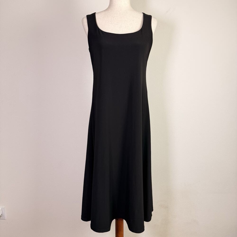 Sympli Square Neck Dress Size 8 Black Midi Fit and Flare Tank Sleeveless Stretch